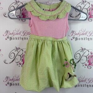 Samara dress plaid gingham floral 3ad flowers Pink and Green Kids Dress
